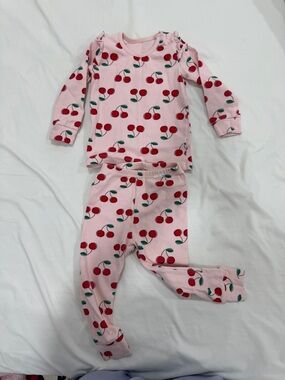 Kids Pink Cherry Print Pajama Set
